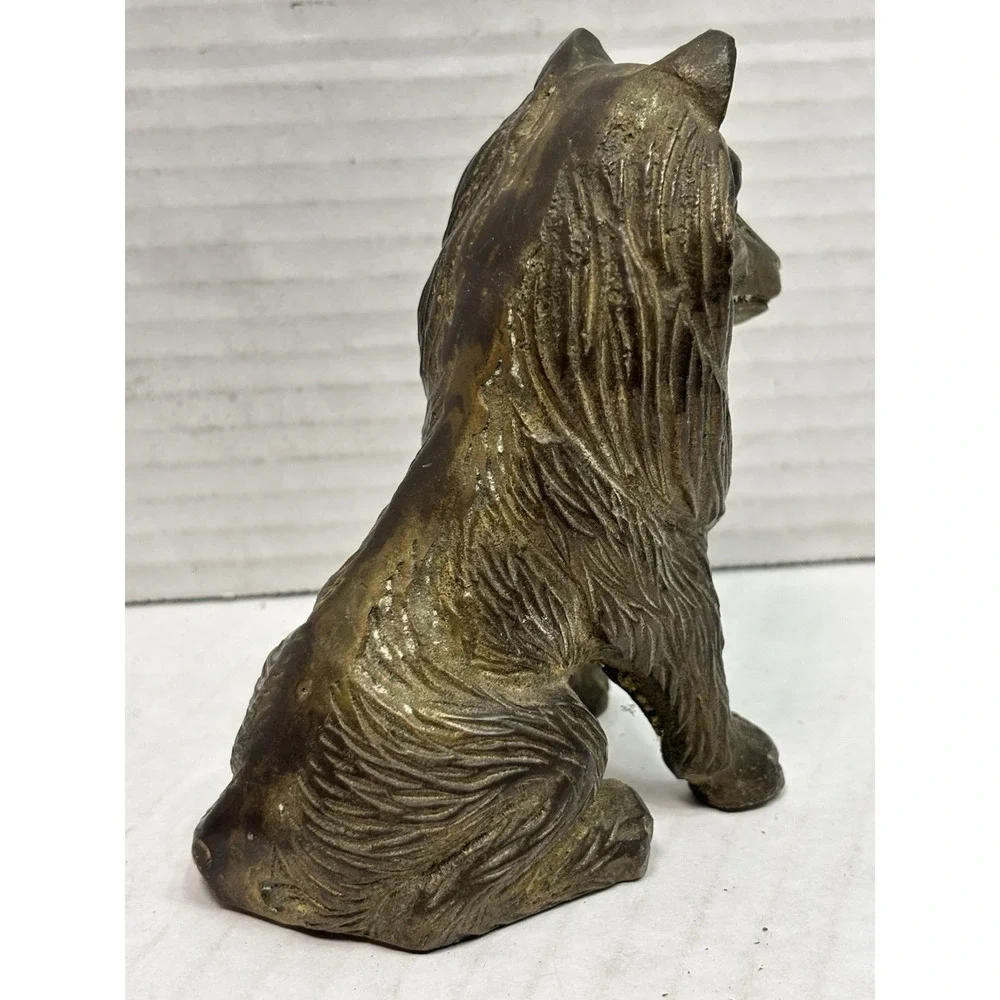 Vintage Solid Brass Collie Dog Figurine Statue Heavy 4